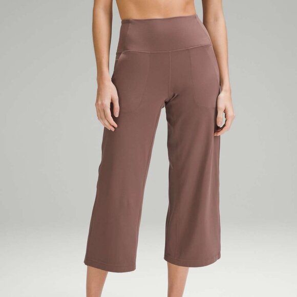 Lululemon Women's 4 Brown Align High Rise Wide Leg Leggings Cropped Workout Gym - Picture 1 of 5